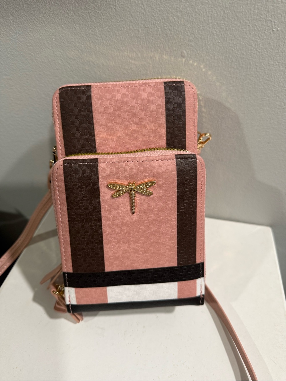 Pink Dragonfly Crossbody Phone Bag